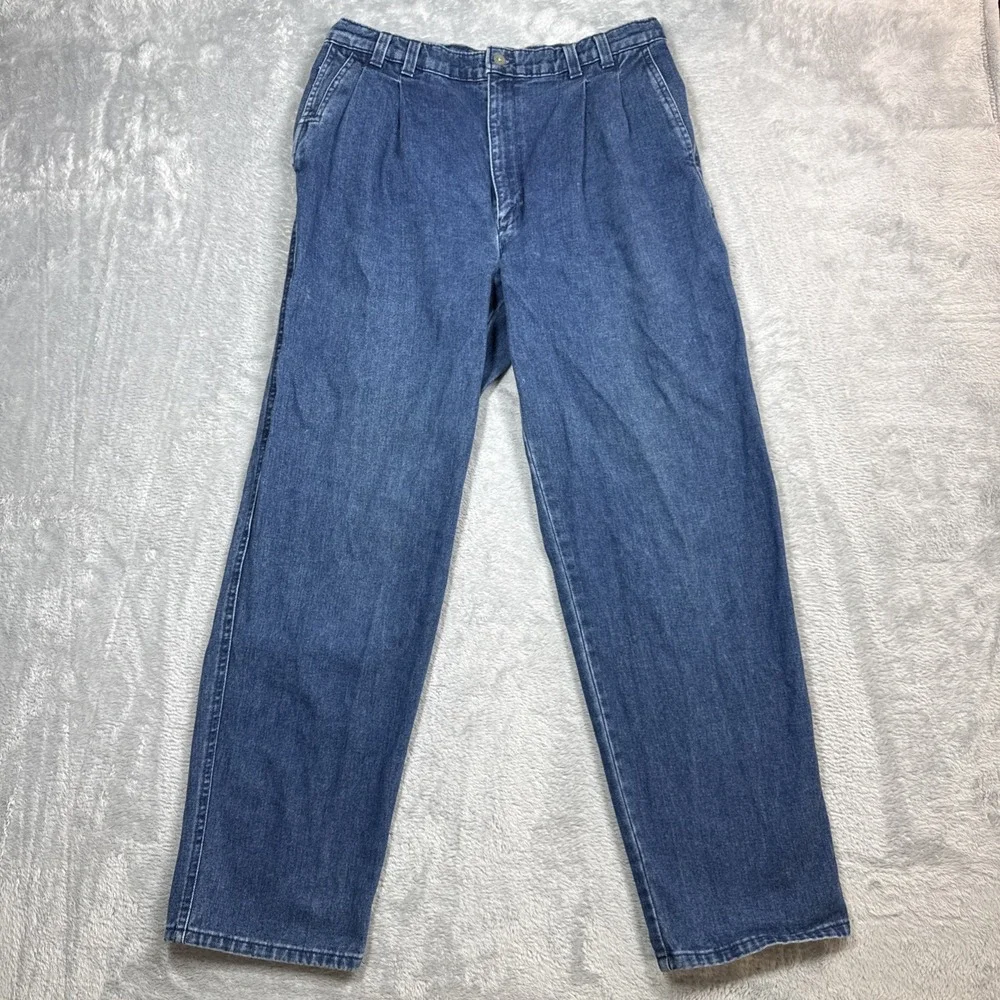 Vtg Dockers Pleated Denim Pants Men 34x32 Blue Relaxed Fit USA Levi's